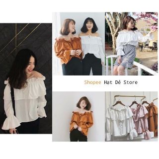 Áo Trễ Vai Voan Tay Loe Buộc Nơ