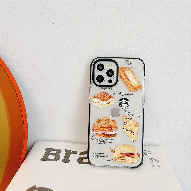 iPhone 12 Pro Max Starbucks Bread Tpu Case iPhone 11 XS MAX 78 Plus X SE2 2020 XR 12 mini Soft Transparent Shockproof Colorful Apple Phone Case Cover