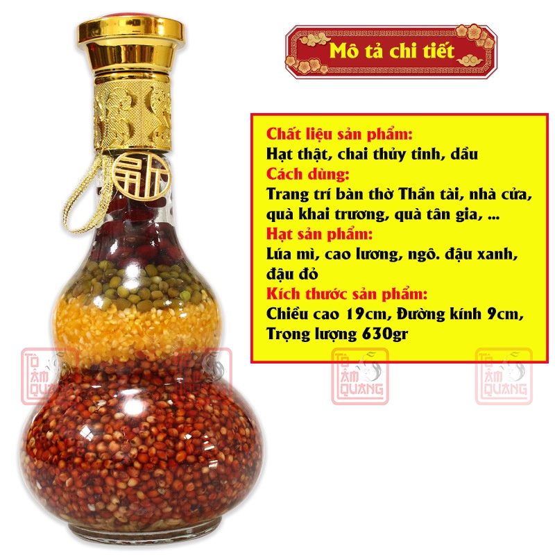 Bình ngũ cốc phong thủy đồ cúng bàn thờ thần tài cao cấp thu hút tài lộc may mắn bình an - TÔ TÂM QUANG