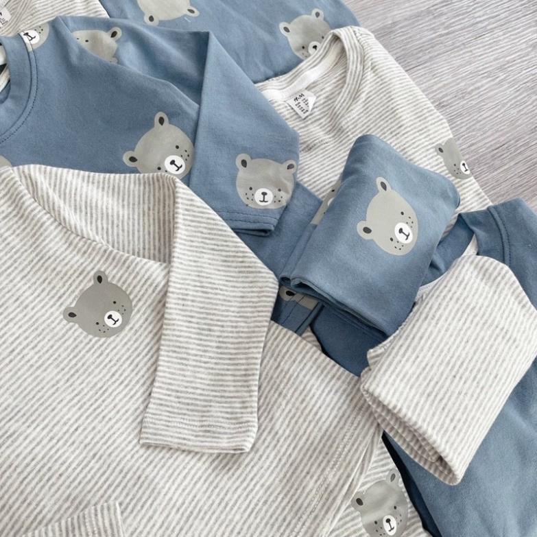 Sét 2 bộ hình gấu xanh kẻ cho BT