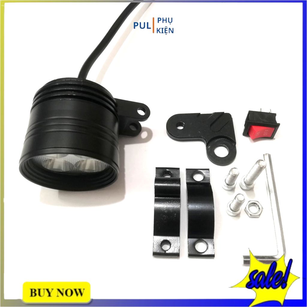 Đèn trợ sáng moto xe máy l4 ngắn kèm pat chân gương và công tắc sáng trắng cho Winner X Wave Exciter...