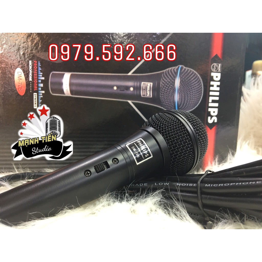 Micro Karaoke Có Dây Philips DM-70S hợp kim nhôm được sơn tĩnh điện sóng cao tần cho tiếng hát nhẹ hát karaoke gia đình