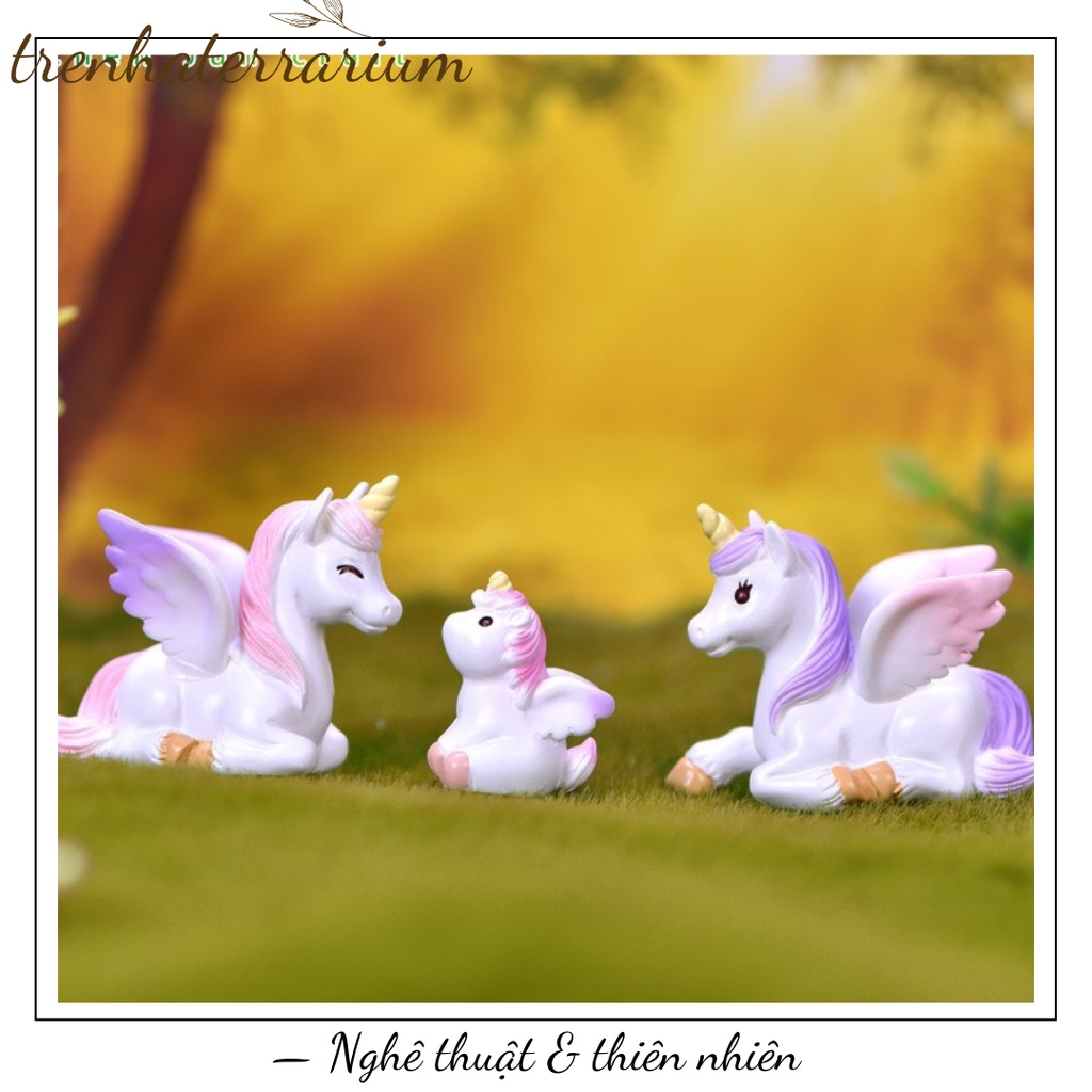 Tiểu cảnh gia đình kỳ lân dễ thương trang trí vi cảnh, bonsai, terrarium