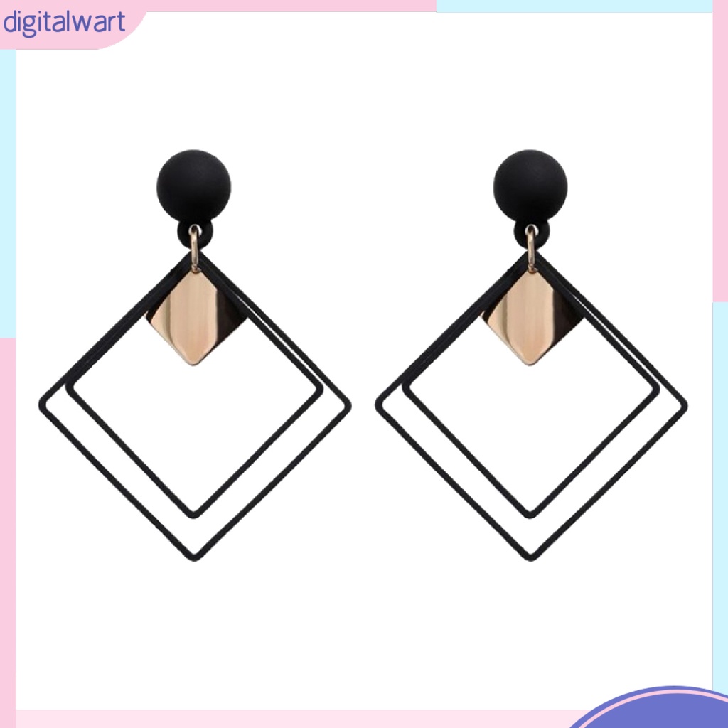 Đôi Bông Tai Dáng Rơi Họa Tiết Hình Học Thời Trang Cho Nữ