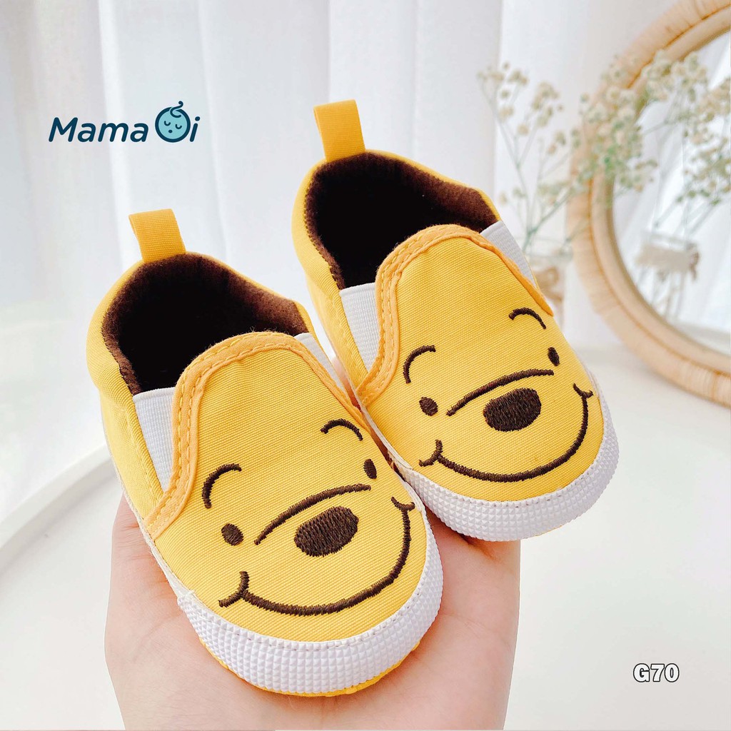 G70 Giày tập đi cho bé giày lười gấu vàng chất vải đáng yêu cho bé của Mama Shop