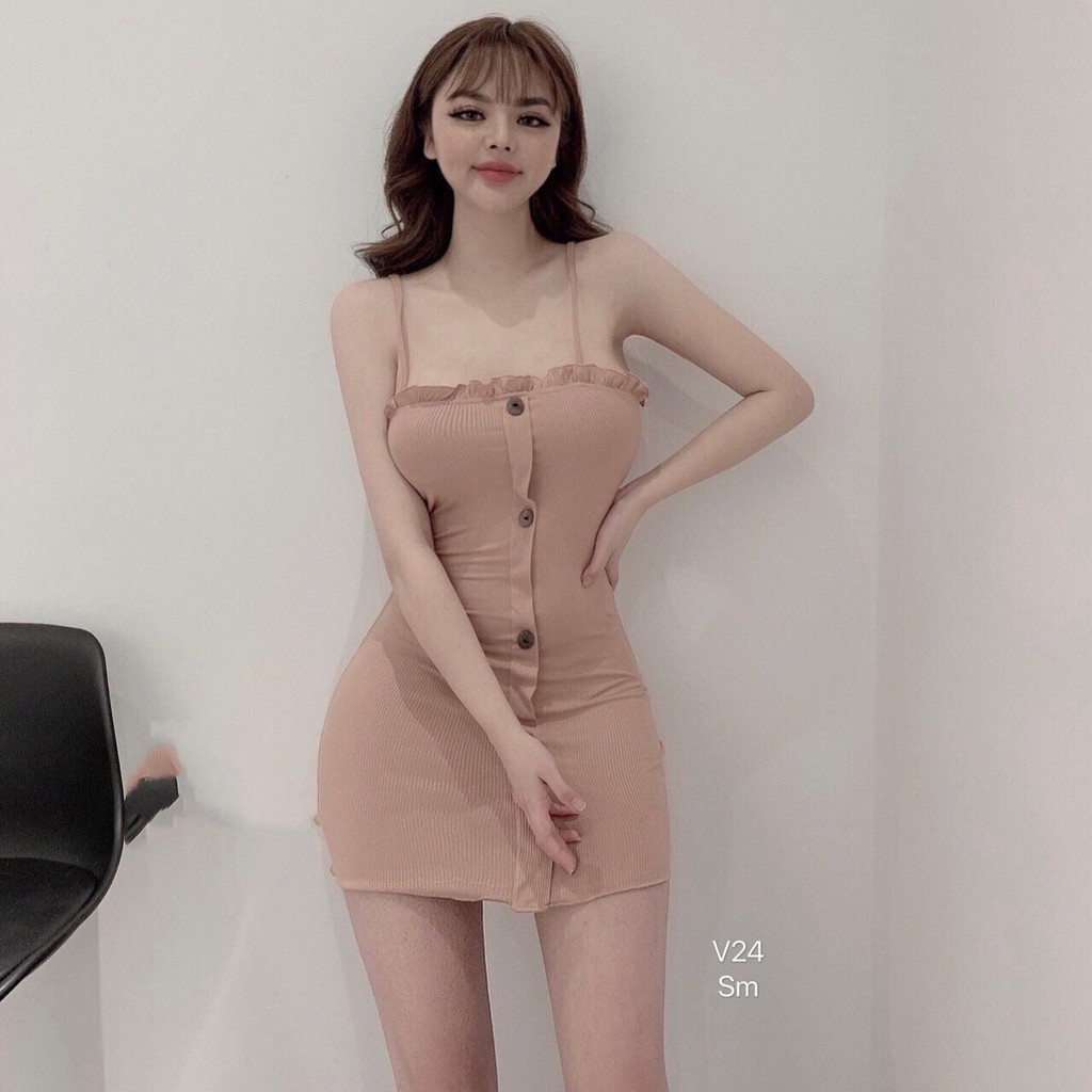 Đầm body ❄ FREESHIP ❄ Váy 2 dây cúc cuốn biên thời trang XIXO - DAM0035 | BigBuy360 - bigbuy360.vn