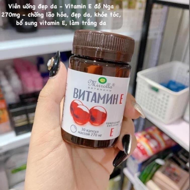 Vitamin E đỏ, viên uống đẹp da vitamin đỏ Nga lọ nhựa 400mg, 30 viên, 270mg