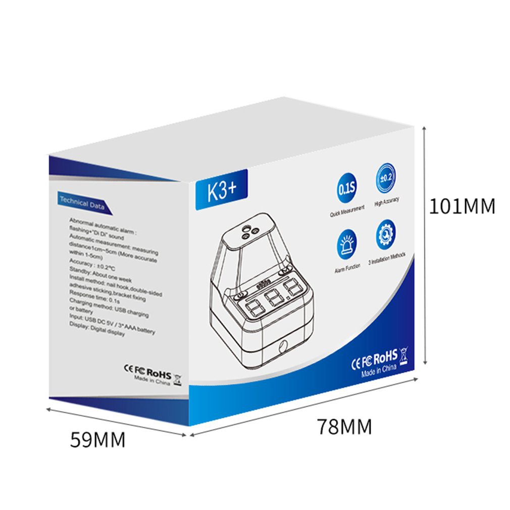 [Giá cực thấp] K3 + hồng ngoại nhiệt kế / độ chính xác đo nhiệt độ / nhiệt kế treo tường / phù hợp cho việc mua sắm trung tâm, trường học