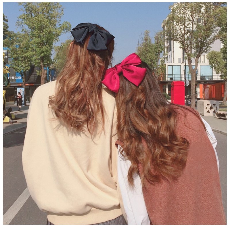 Kẹp tóc nơ vải satin phong cách Hàn Quốc dành cho nữ