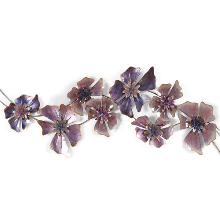 Tranh treo tường hoa lá 3D màu tím hồng độc lạ - Tranh phù điêu treo tường phòng khách - Tranh sắt decor trang trí đẹp