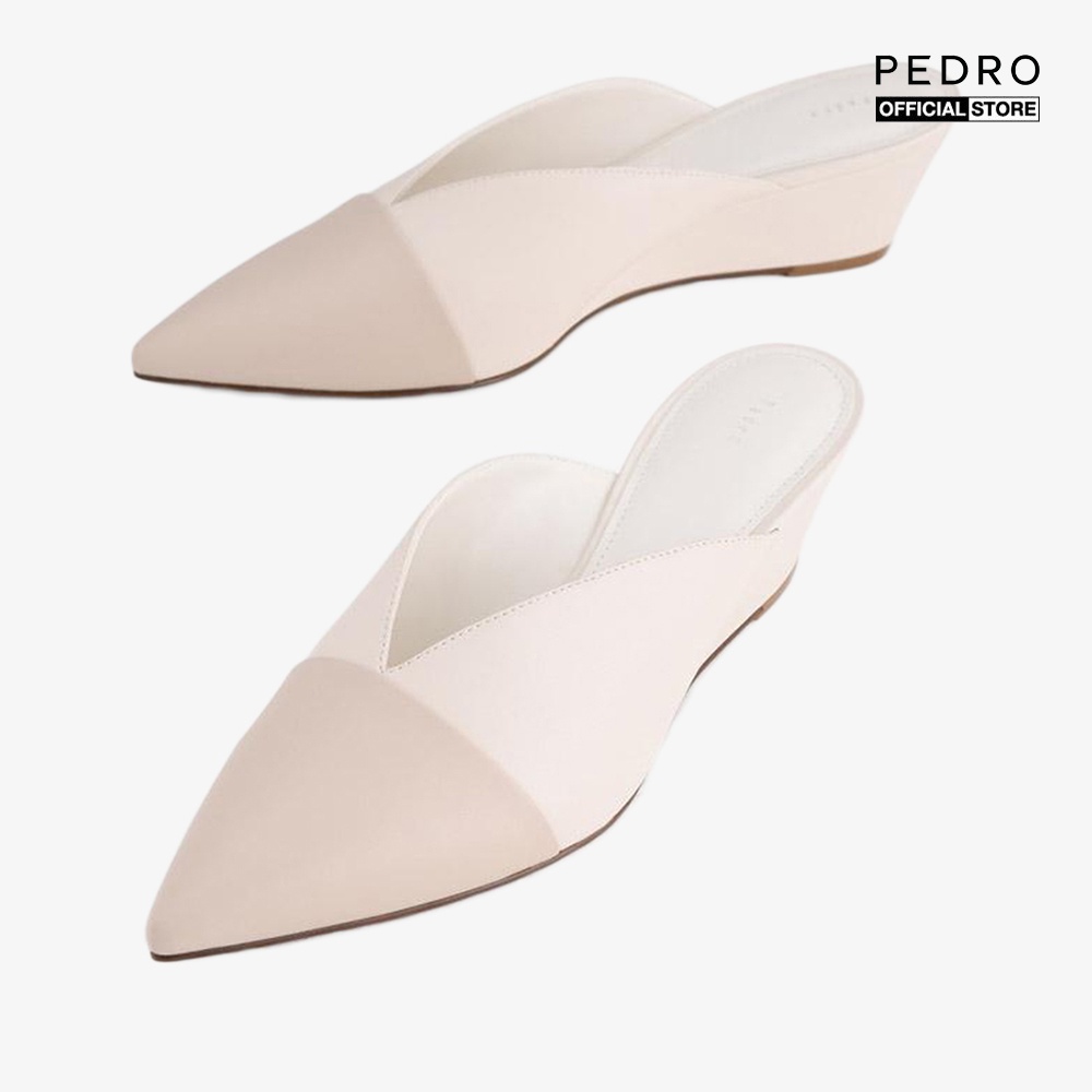 PEDRO - Giày đế xuồng mũi nhọn Satin Cap Toe Mules PW1-45500091-41