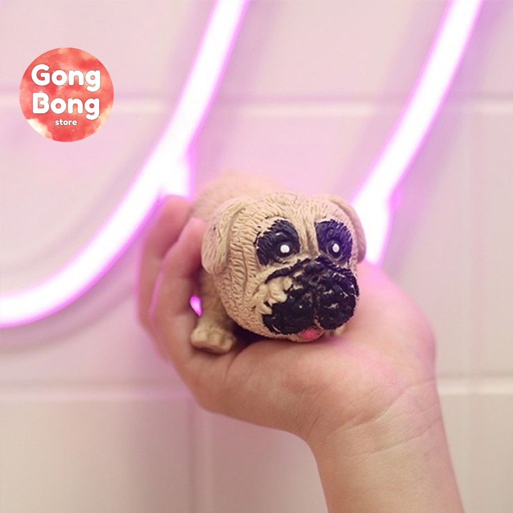Mô hình chó Pug dẻo bóp nắn co giãn, đồ chơi xả stress hiệu quả Gong Bong Store