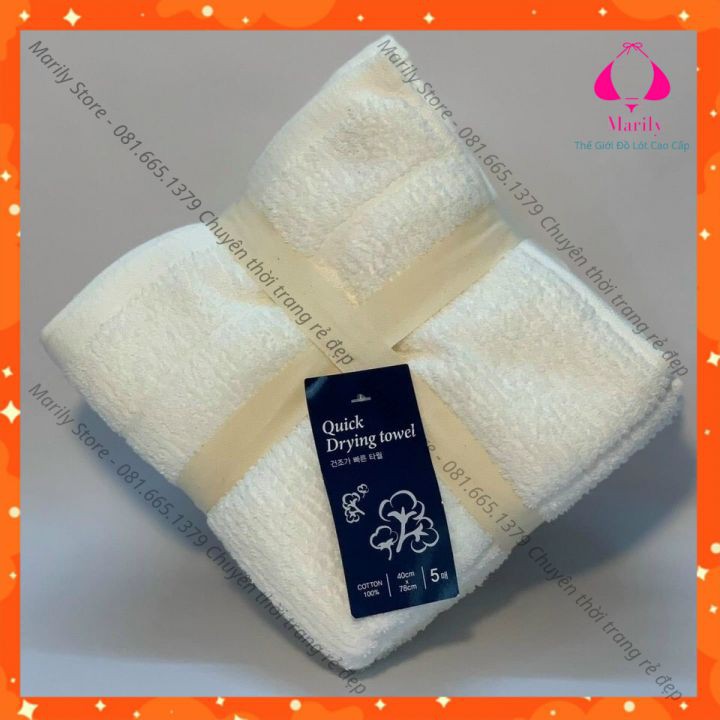 [Set 5 Mix Màu Ngẫu Nhiên] Khăn Tắm Gội Xuất Hàn Quick Dry Towel Siêu Thấm Sang Trong Tiêu Chuẩn 5 Sao Marily