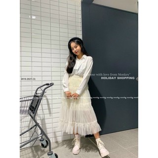 Chân váy lưới xòe midi