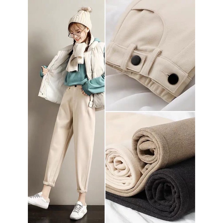 Quần baggy dạ nữ chất vải dạ hàn dày dặn , mềm mịn, co giãn 4 chiều BlackCatShop M11 | BigBuy360 - bigbuy360.vn