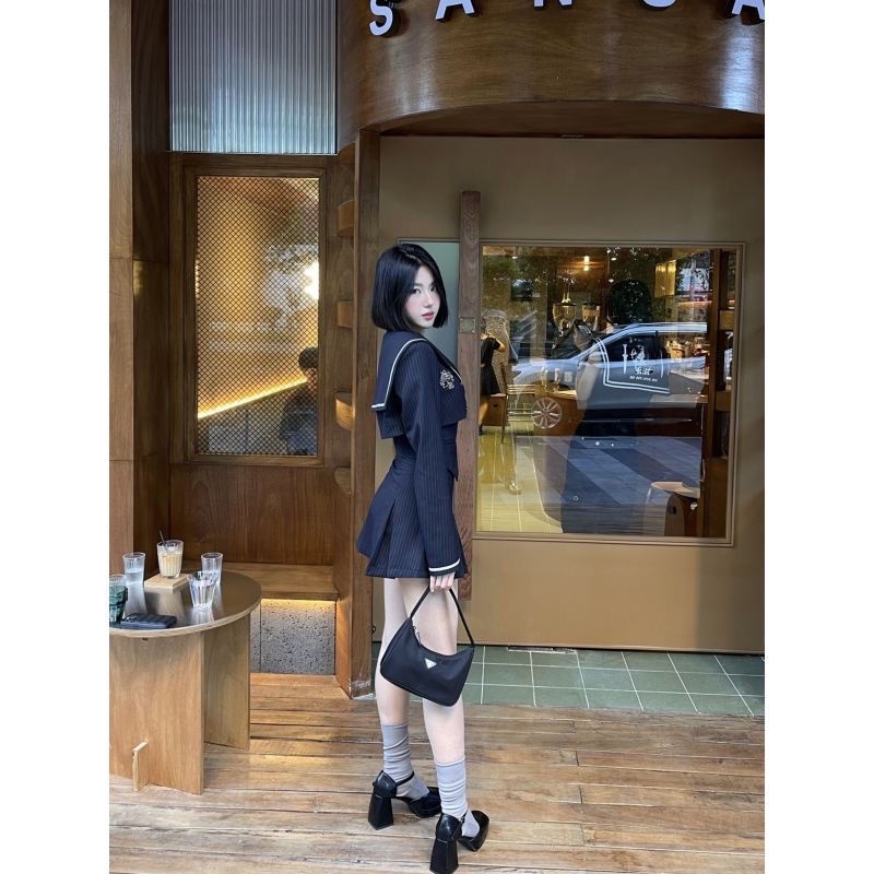 Đầm Nữ Cổ Thủy Thủ Lưng Cao Thời Trang Anh Quốc