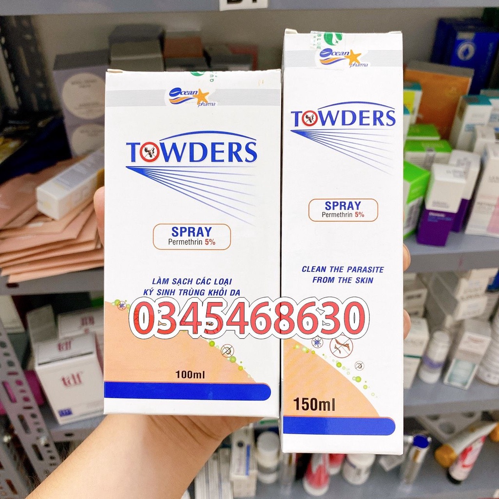Towders spray 100ml - 150ml - Towder xịt ghẻ, xịt loại bỏ ký sinh trùng trên da