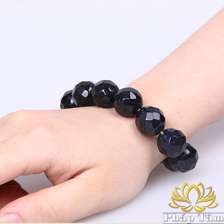 Vòng Tay Phong Thủy Đá Kim Sa Tím Than Vát Cạnh - Tâm Phong Thủy