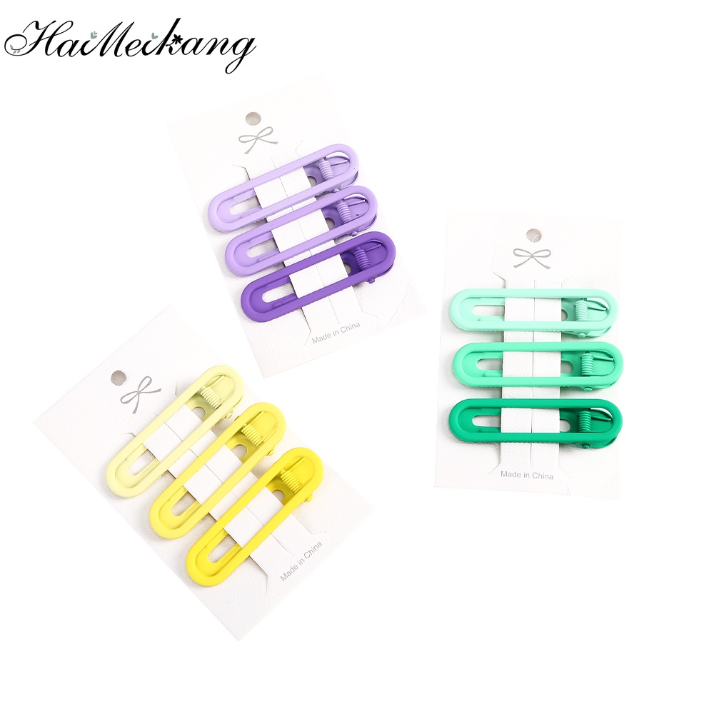 Bộ 3 kẹp tóc Haimeikang màu trơn thời trang cho nữ