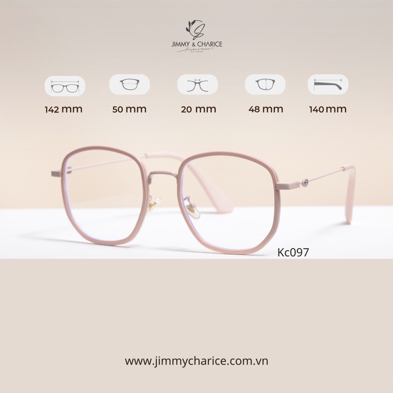 Gọng kính cận nữ Jimmy & Charice Hàn Quốc cao cấp có cắt mắt cận loạn viễn theo yêu cầu.