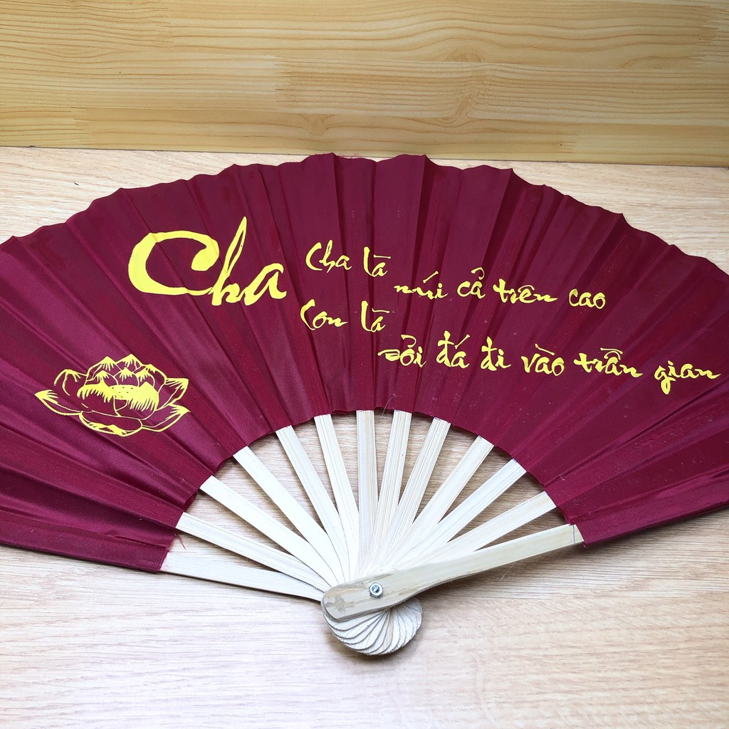 quạt vải thư pháp cầm tay nhiều màu