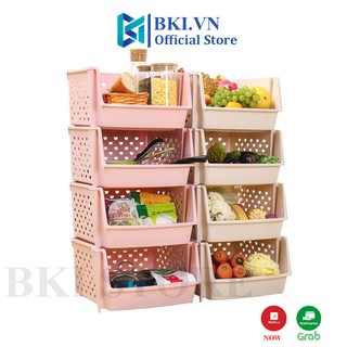 Bộ Rổ Đựng Rau Củ, Trái Cây Có Thể Xếp Chồng 4 Tầng Tiết Kiệm Diện Tích Không Gian Bếp