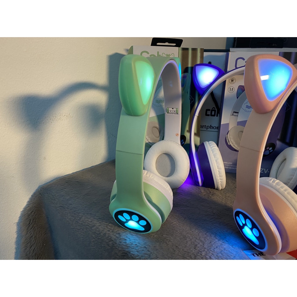 Tai Nghe Nhạc LED Chụp Tai Bluetooth CATEAR VZV-23M TAI MÈO Headphone Úp Tai Không Dây