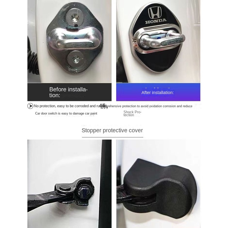 Set 4 Ốp Bảo Vệ Khóa Cửa Xe Hơi Honda City Jazz Civic Crv Xrv Camry Accord Bằng Inox