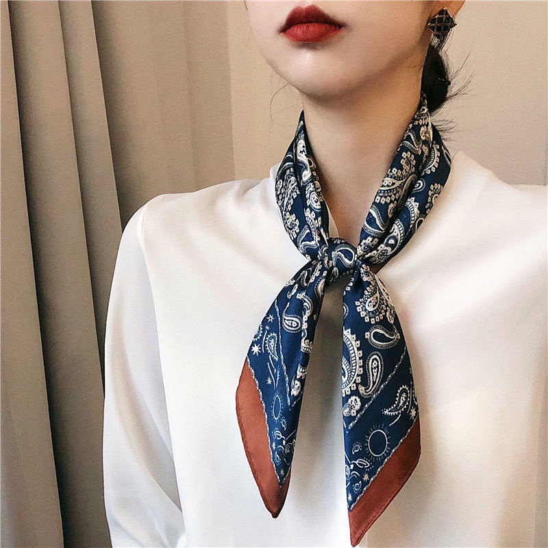 Khăn Choàng Cổ Hình Vuông 70cm Dễ Phối Đồ Thời Trang Xuân Thu Phong Cách Châu Âu Cho Nữ