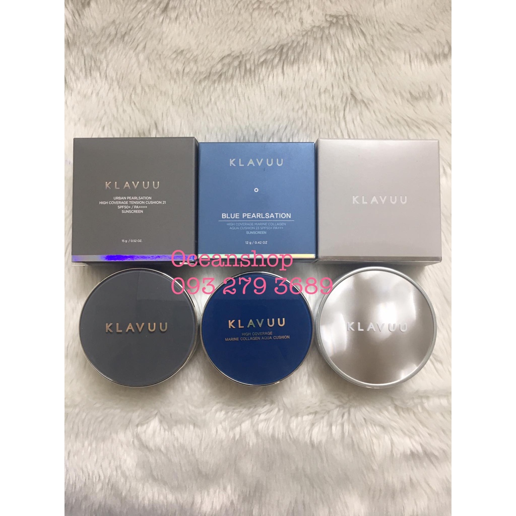 Phấn nước Klavuu Blue Pearlsation High Coverage Marine Collagen Aqua Cushion 12g
