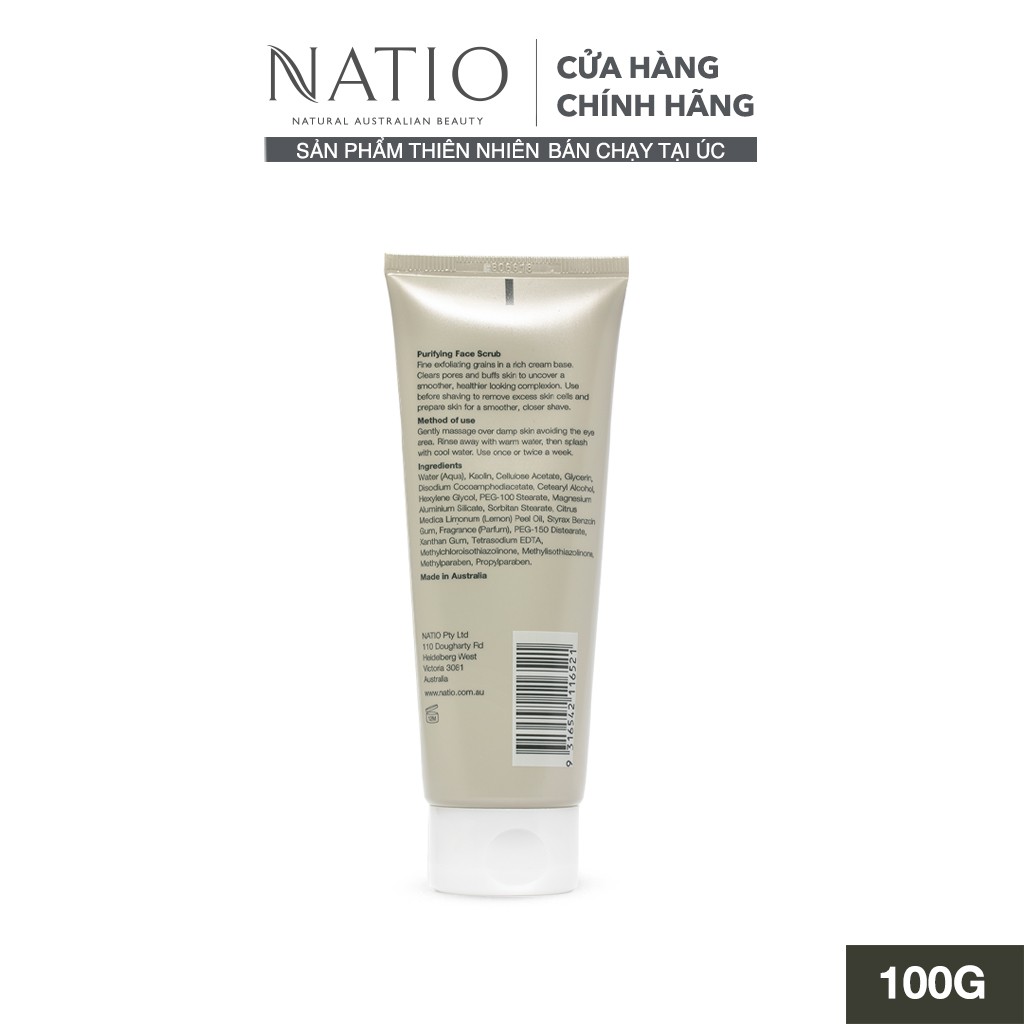 Kem Làm Sạch Tế Bào Chết Thanh Lọc Da Cho Nam Natio For Men Purifying Face Scrub 100g