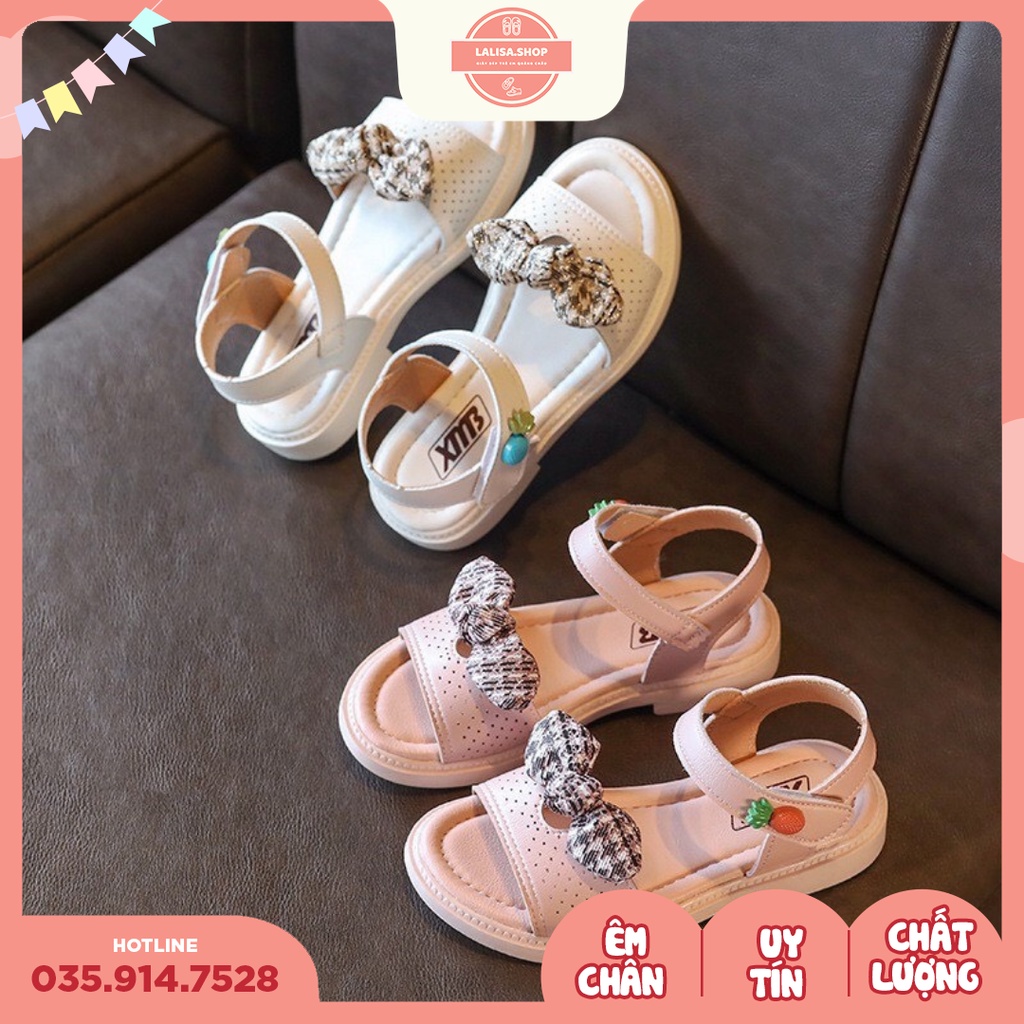 [Hàng chính hãng] SANDAL NƠ KẺ HỒNG BÉ GÁI, Thời Trang Phong Cách LALISA, Size từ 26 - 30, A214