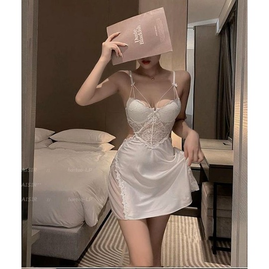 Váy ngủ sexy lụa có gọng và đệm ngực cao cấp Đầm mặc nhà gợi cảm quyến rũ