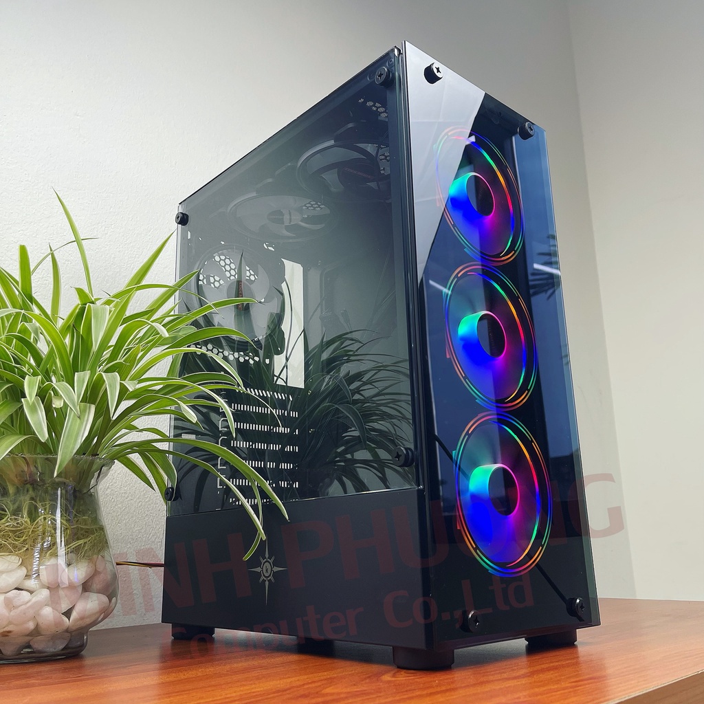 Vỏ case Kenoo Esport K300 Gaming ATX - 2 mặt kính cường lực - Hàng chính hãng