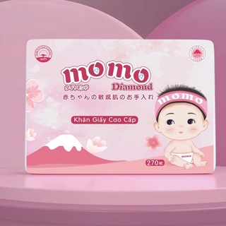 (270 tờ/ 4 lớp) Khăn giấy ăn Momo Diamond 4 lớp siêu dai