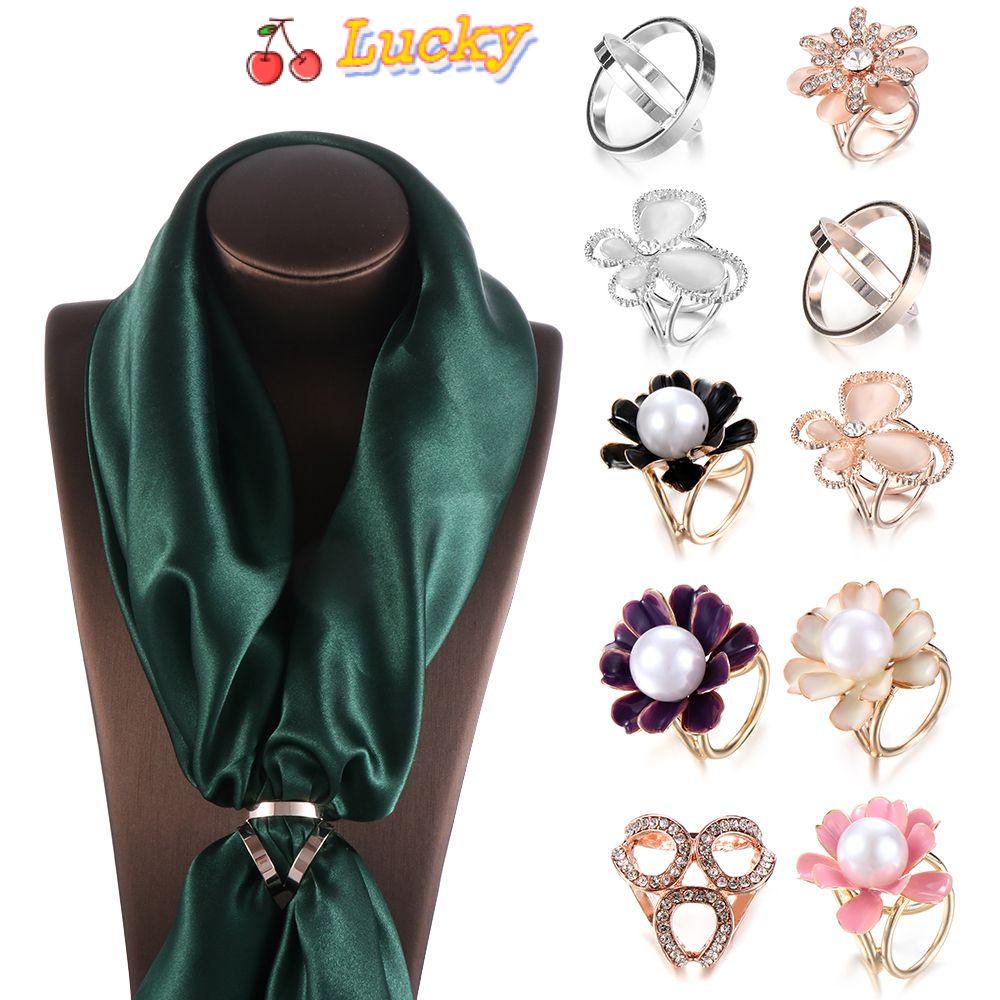 Kẹp Khăn Quàng Cổ Vải Lụa Đính Kim Cương Giả Dễ Thương Cho Nữ|Giá Đỡ Cài Áo Đính Ngọc Trai Nhân Tạo Thời Trang Dành Cho Nữ|Khóa Khăn Choàng