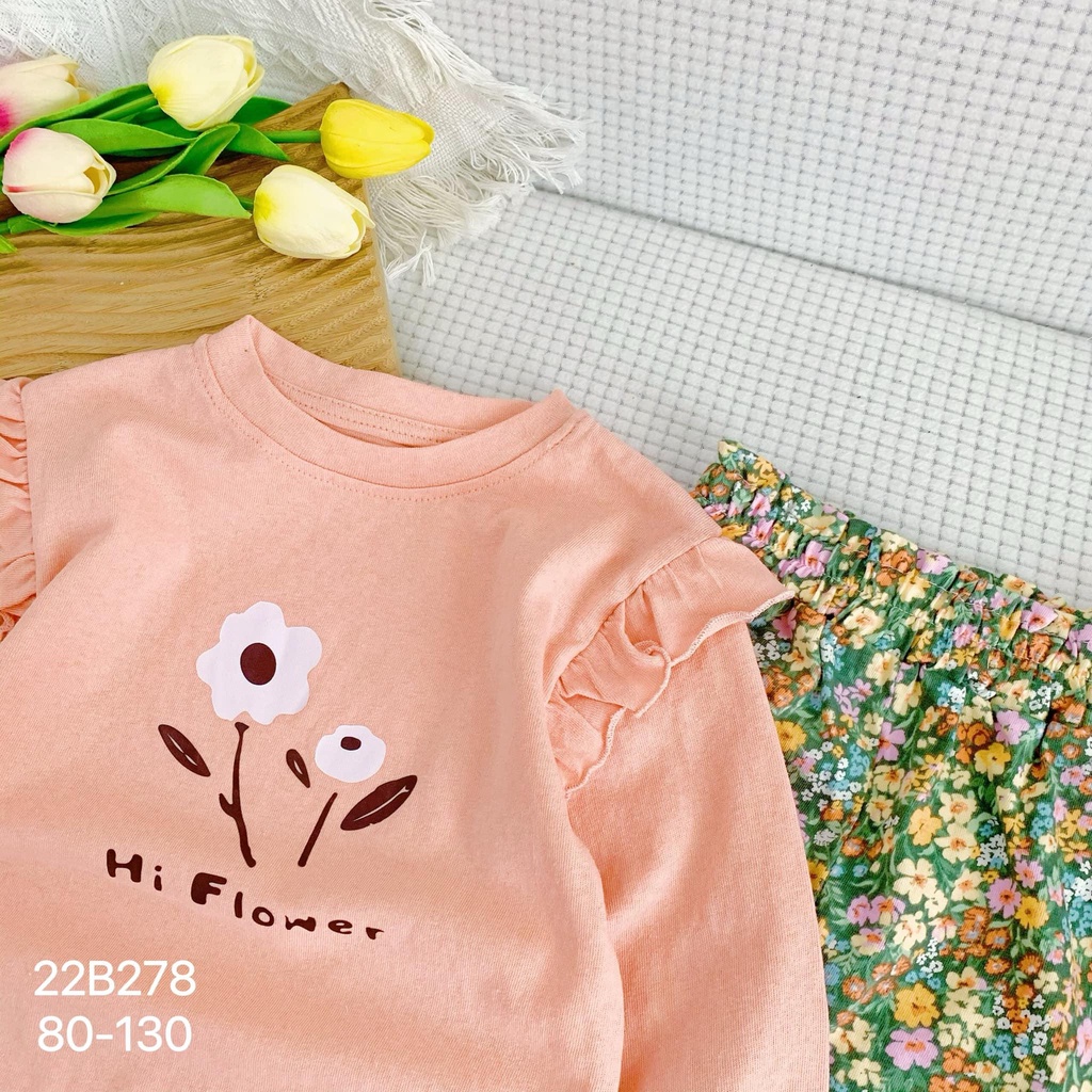 🌈🌈🌈 SET BỘ ÁO BÈO VAI QUẦN HOA NHÍ BÉ GÁI