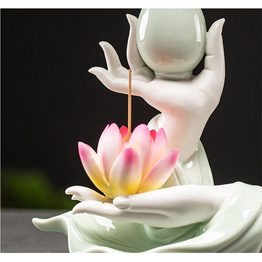 Bình Hoa Tay Phật - Phụ kiện Phong thủy, đốt nhang Gốm Sứ men Cao Cấp