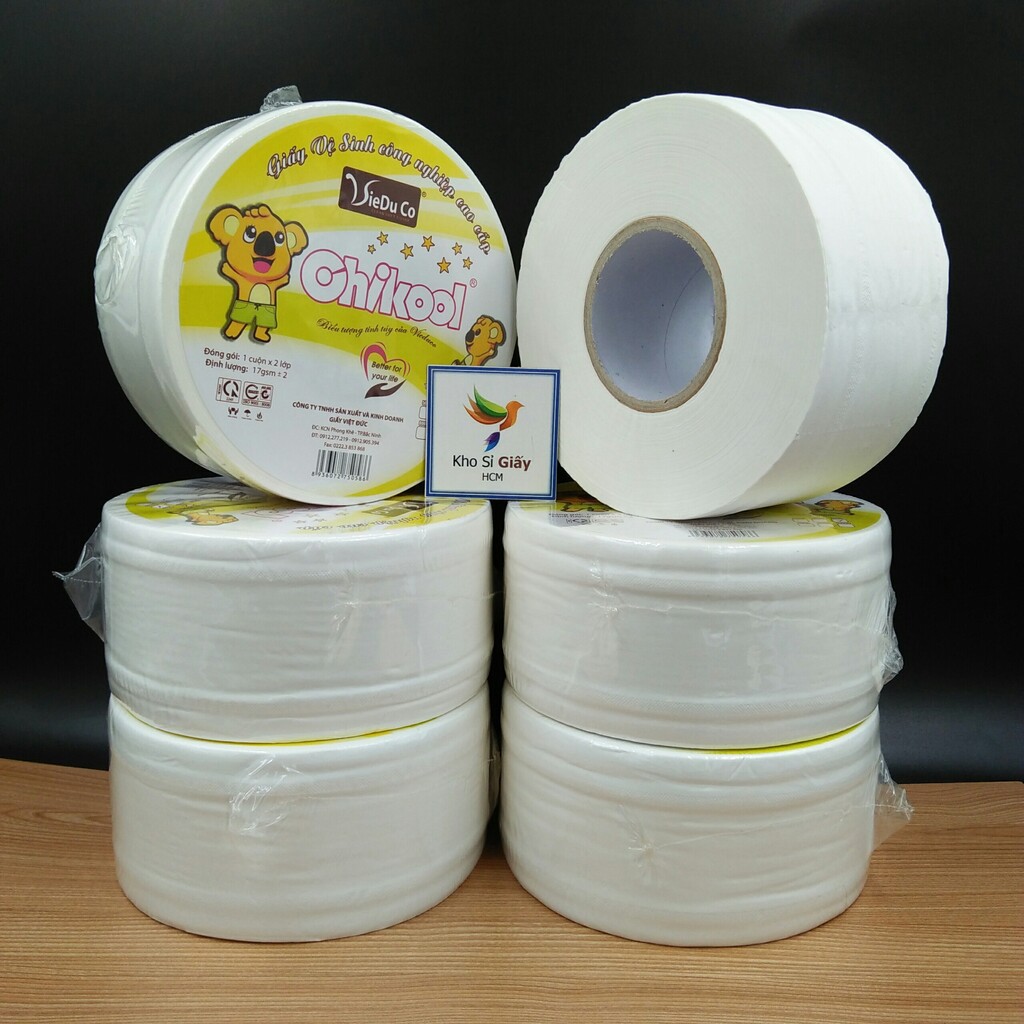 Combo 6 cuộn giấy vệ sinh công nghiệp 500g dai mềm mịn Chikool - Giấy vệ sinh loại 1