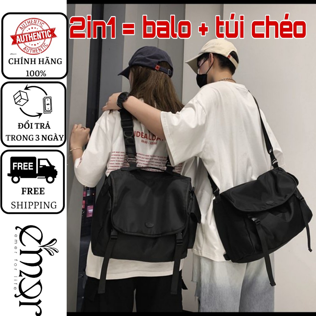 Túi Xách Đeo Chéo Balo Thời Trang 2in1 Cho Nam Nữ Size Lớn Đi Học Đi Làm Phong Cách Unisex Streetwear E'mer 400 | BigBuy360 - bigbuy360.vn