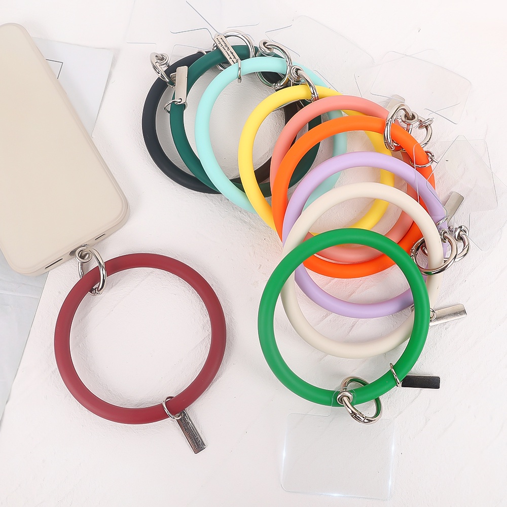 Dây Đeo Thẻ / Điện Thoại Bằng Silicon Màu Trơn Chống Thất Lạc Có Thể Tháo Rời