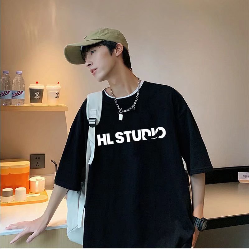 Áo Thun Nam Tay Ngắn Dáng Rộng In Chữ Thời Trang Size M-5XL