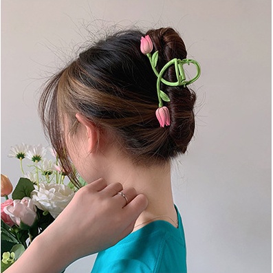 Kẹp tóc càng cua hình hoa Tulip dễ thương phong cách Hàn Quốc