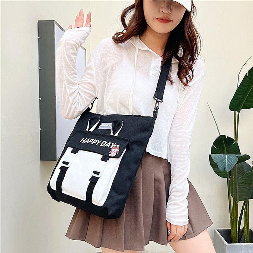 Túi Xách Du Lịch Vải Bố Dung Tích Lớn Màu Cầu Vồng