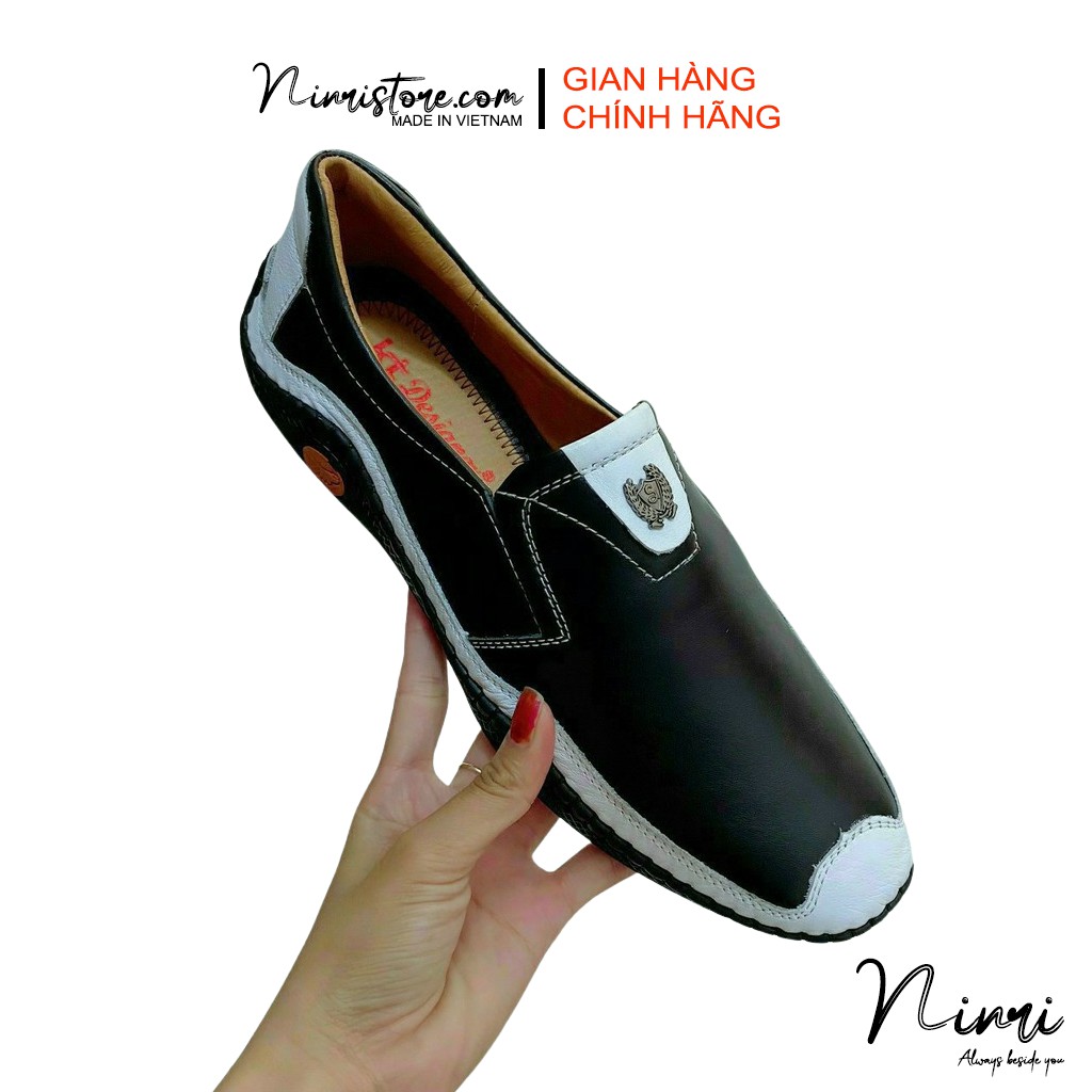Giày Lười Nam Da Bò Mềm Cao cấp Giày Mọi Nam Trơn Đế Khâu Siêu Bền Lót Êm - Ninri Store