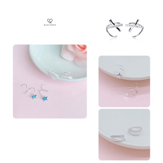 Combo Khuyên Tai Bạc Blue Peach Khuyên Móc Bán Lẻ CB005