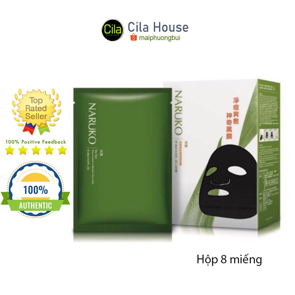 (Bản Đài) Hộp 8 miếng mặt nạ Naruko tràm trà kiểm soát dầu và mụn 26ml/miếng - Cila House