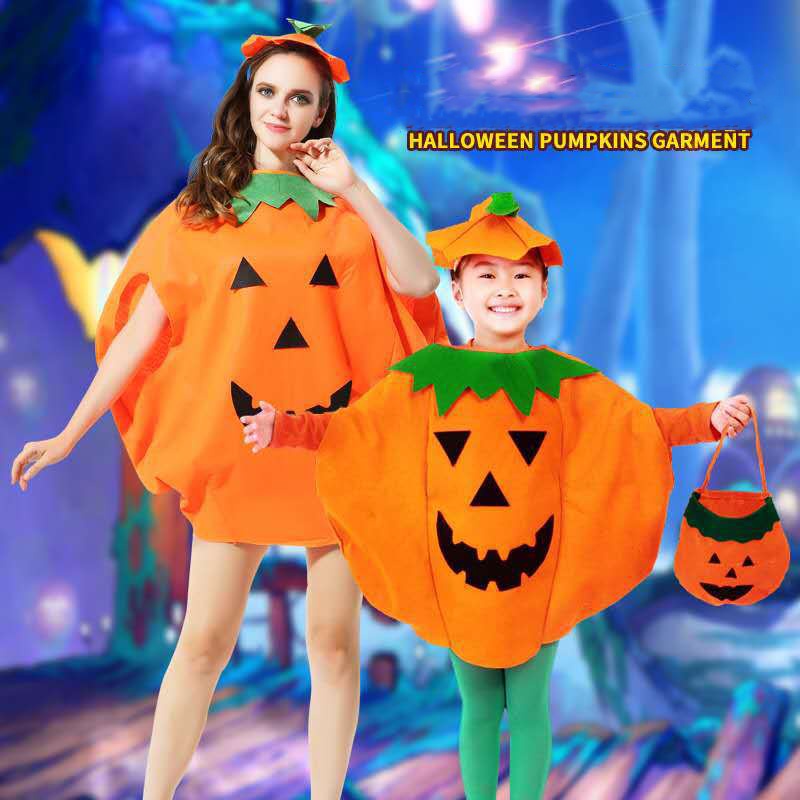 Bộ đồ bí ngô hóa trang Halloween lạ mắt cho trẻ em người lớn cha mẹ