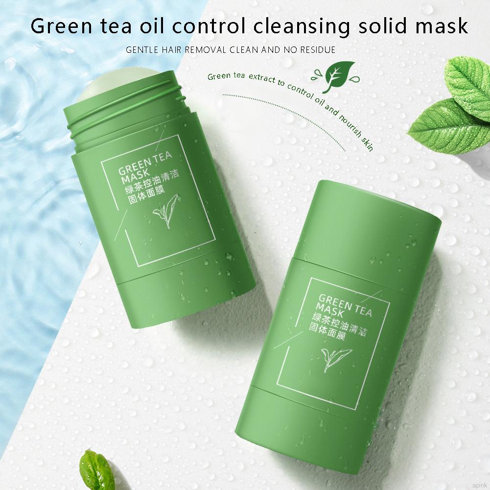 Green Tea Clay Mask Stick Deep Cleansing Oil Control Remove Pimple Blackhead Improves Skin Face Solid Mask