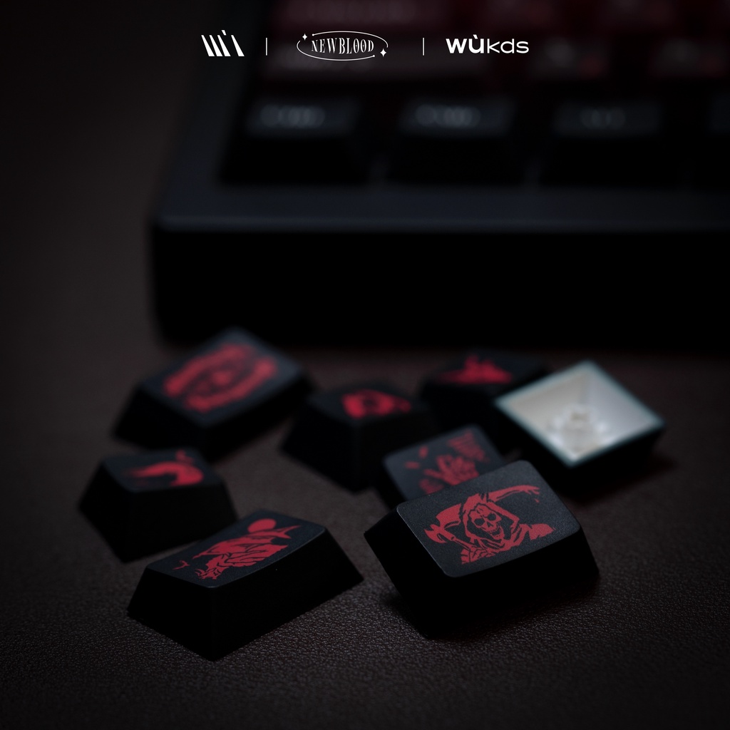 WUKDS MỚI BLOOD Keycaps 150 Phím PBT Thuốc nhuộm thăng hoa Keycaps Cherry Profile Keycaps dành cho Bàn phím cơ Cherry Gateron MX Công tắc